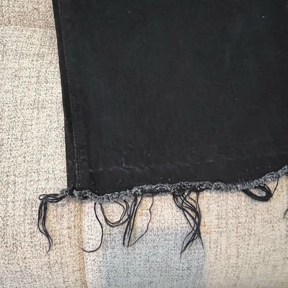 Simon Miller Black Mid-Rise Raw-Edge Wide-Leg Jeans Size 29 - Picture 2 of 9